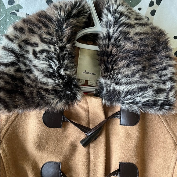 Anthropologie Elevenses elegant pea coat with removable faux fur - Picture 2 of 11